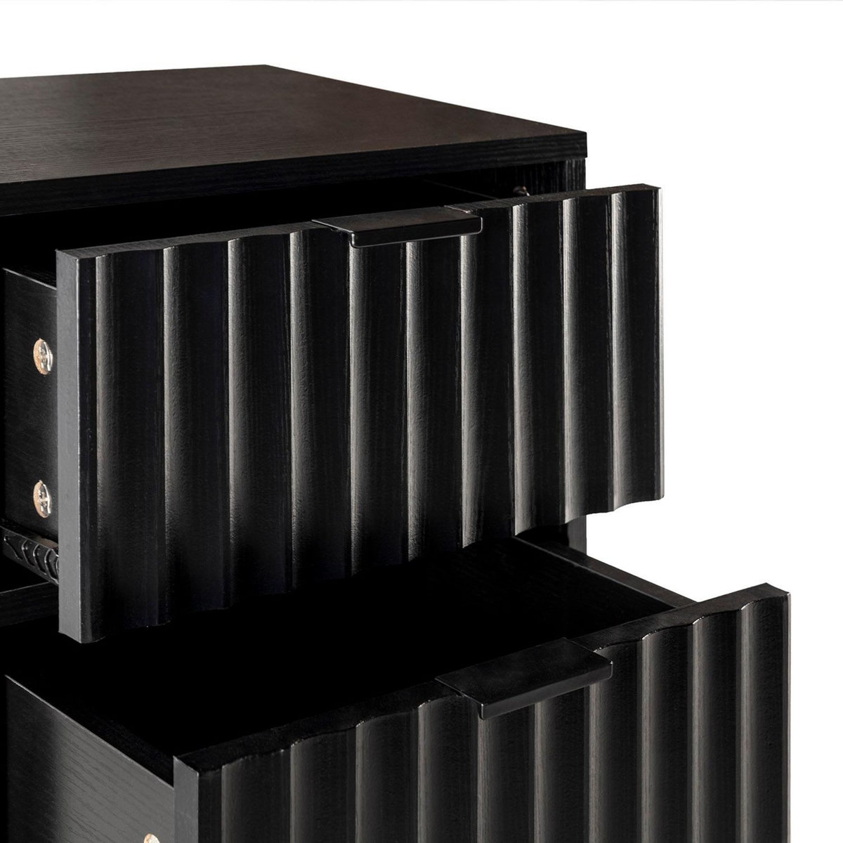 VS VENTA-STOCK Table de chevet Lluvia 2 tiroirs couleur noir