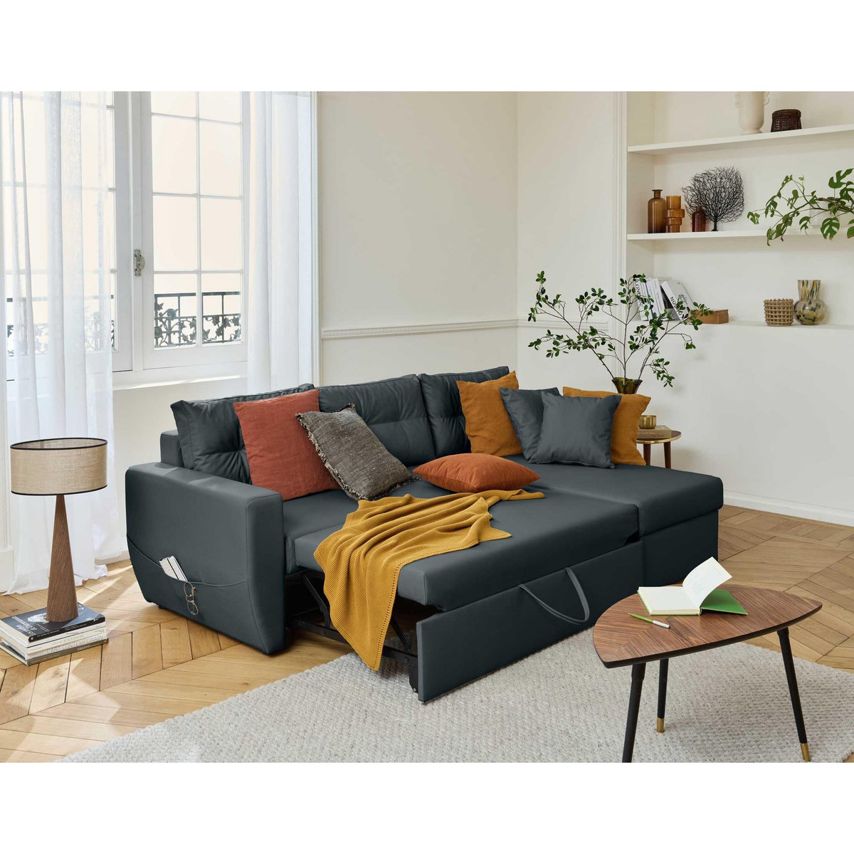 BEST MOBILIER Astoria - canapé d'angle réversible 4 places - convertible avec coffre - en simili