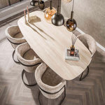 LISA DESIGN Amara - table à manger - plateau effet travertin - 4 à 8 personnes. Coloris disponibles : Marron