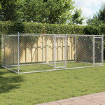 VIDAXL Cage pour chien avec portes gris 4x2x1,5 m acier galvanise