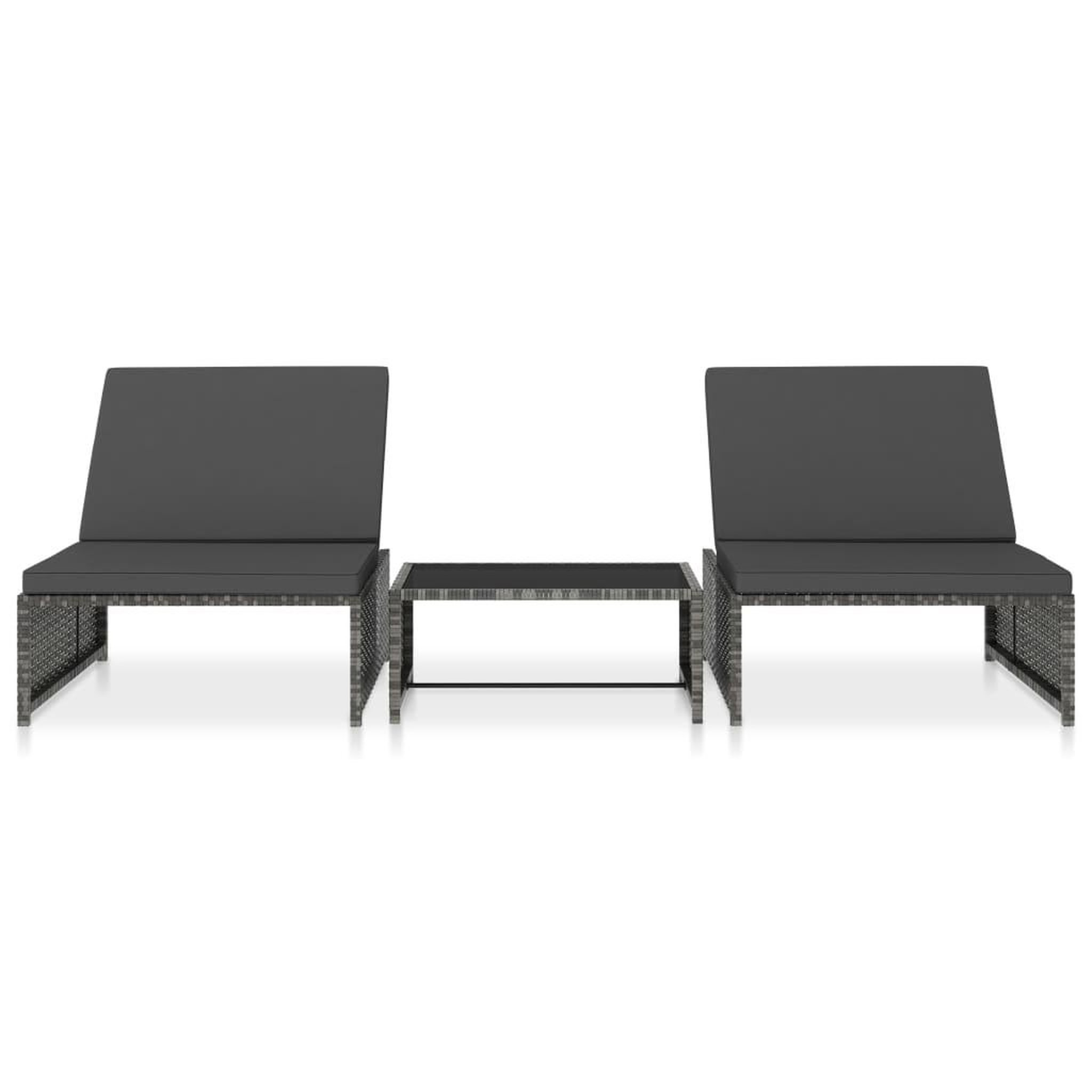 Voir la diapositive 2 : VIDAXL Chaises inclinables de jardin lot de 2 et table resine tressee