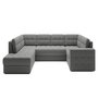 Voir la diapositive 1 : BEST MOBILIER Nappa - canapé panoramique d'angle droit 7 places convertible avec coffre en velours