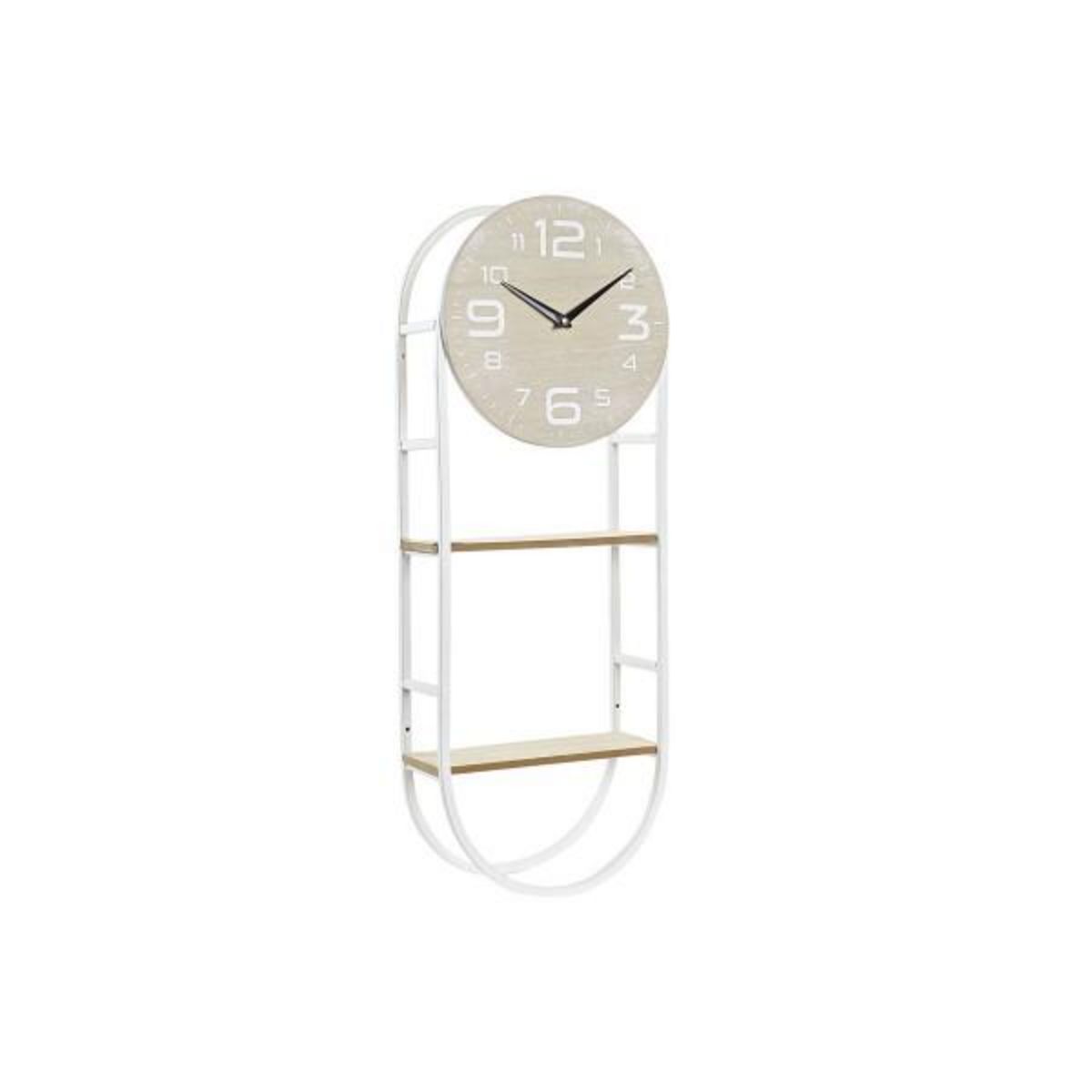 AAAAA Horloge Murale DKD Home Decor Naturel Métal MDF Blanc (25,5 x 11,5 x 71 cm)
