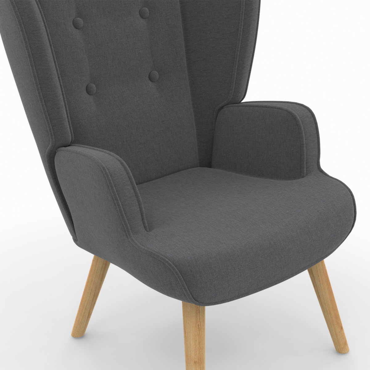 ID MARKET Fauteuil scandinave SVEN grand confort en tissu gris anthracite