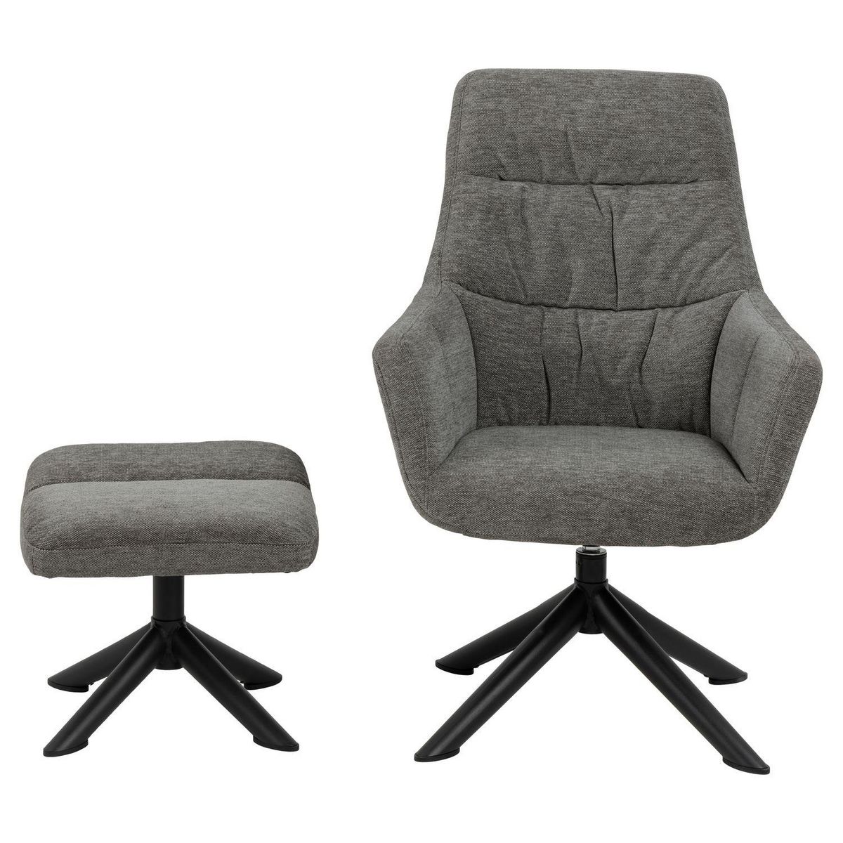 TOILINUX Fauteuil de salon avec accoudoirs et repose-pieds - Gris et Noir