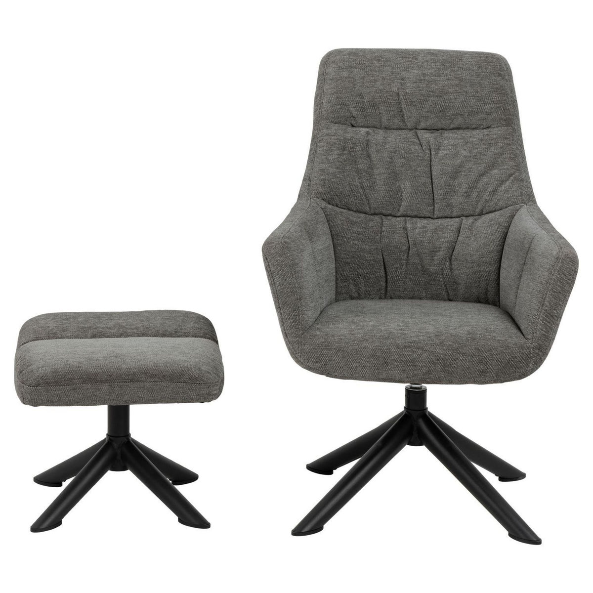 TOILINUX Fauteuil de salon avec accoudoirs et repose-pieds - Gris et Noir