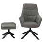 Voir la diapositive 4 : TOILINUX Fauteuil de salon avec accoudoirs et repose-pieds - Gris et Noir