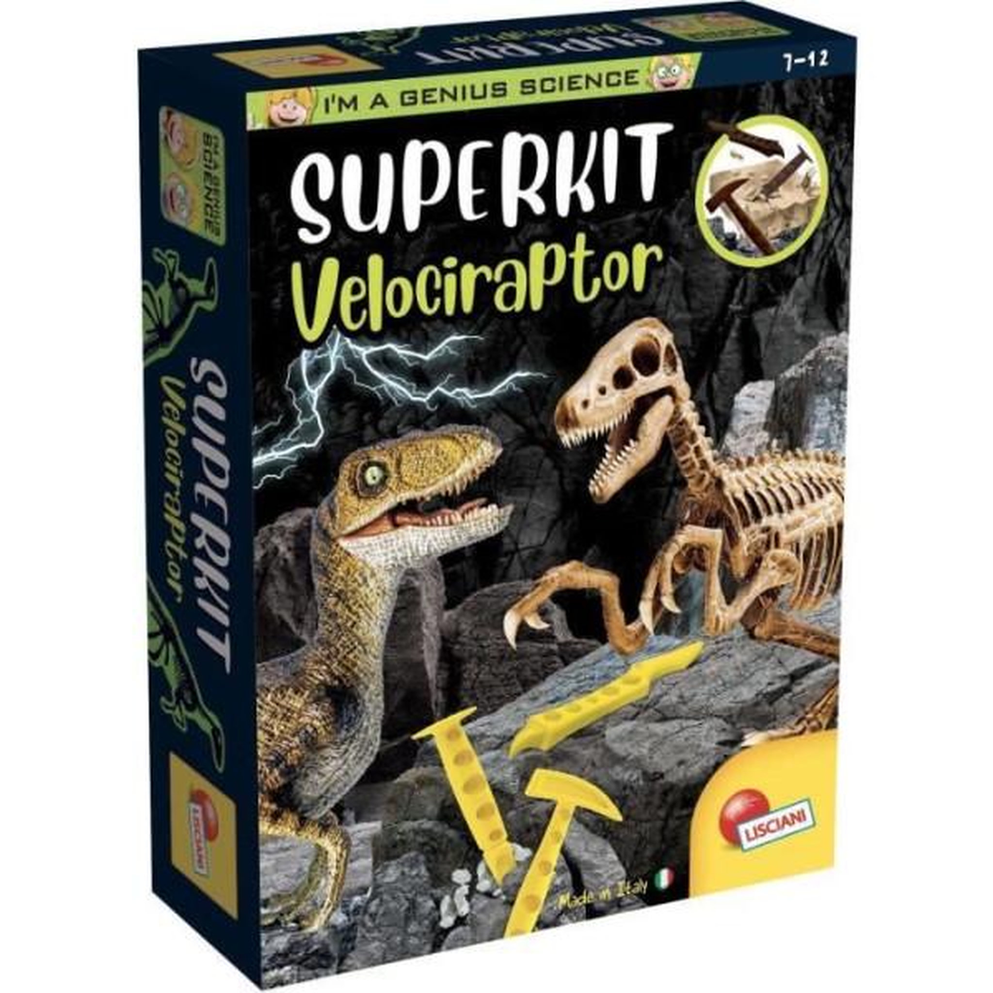 LISCIANI GIOCHI Super kit Velociraptor - Kit Scientifique - I'M A GENIUS - Bloc a creuser