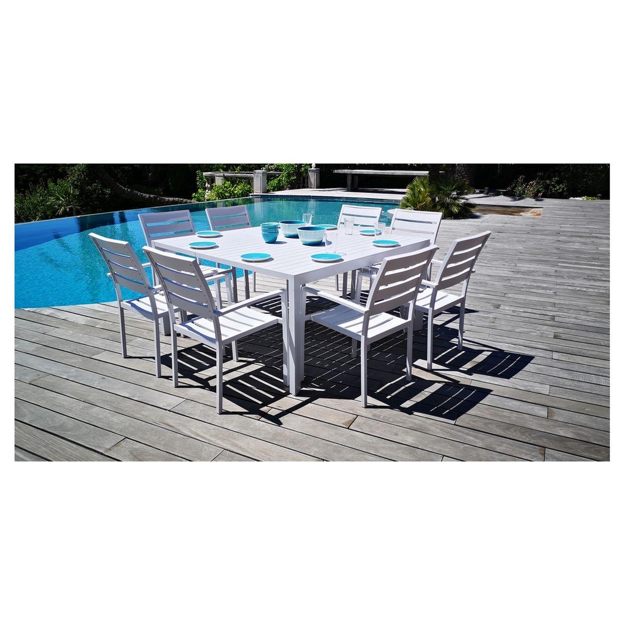 Voir la diapositive 3 : Givex Salon repas de jardin extensible rectangulaire / carrée 151x100 cm MANUELA