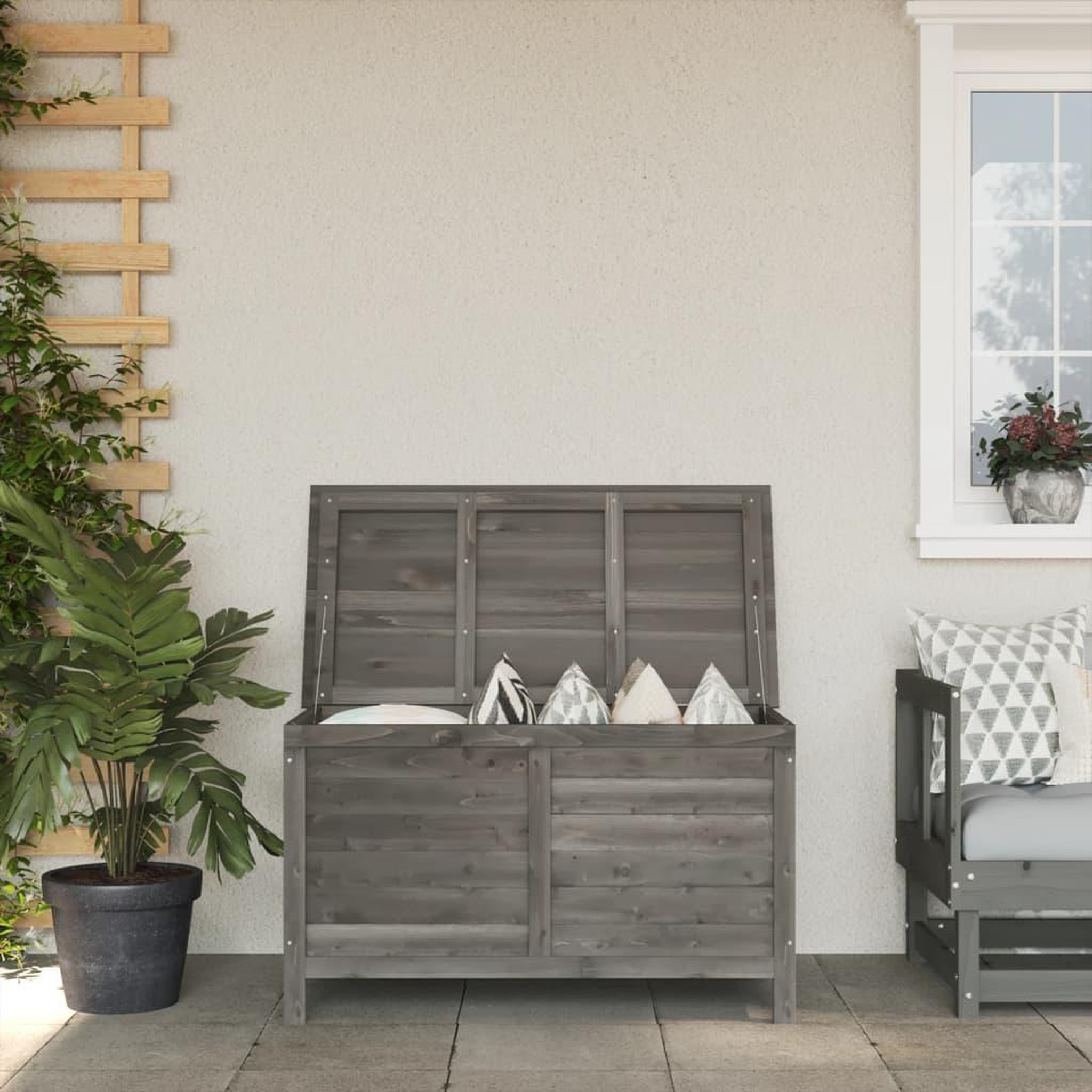 VIDAXL Boîte de rangement de jardin anthracite bois massif de sapin