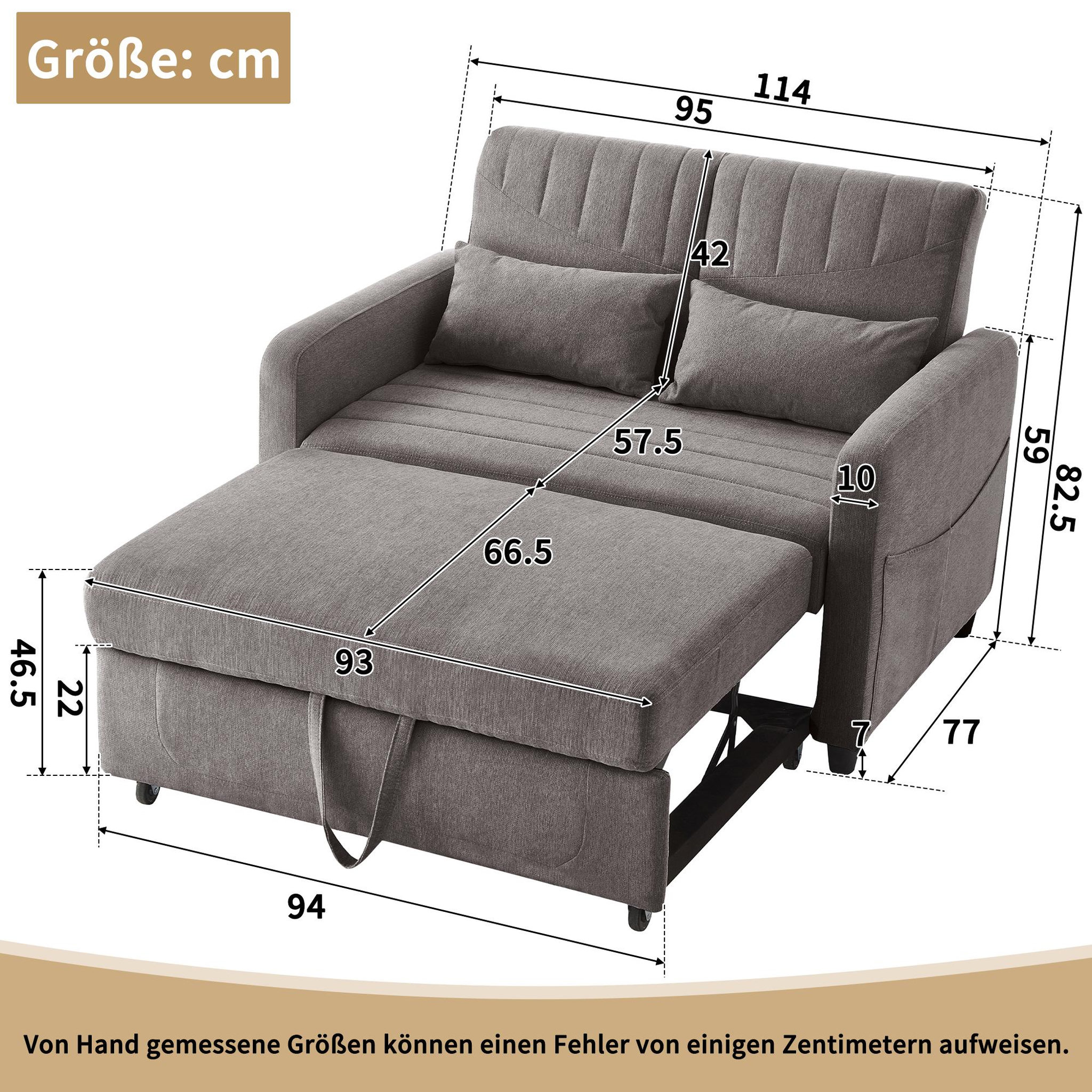Voir la diapositive 3 : MERAX Canapé droit convertible 2 places coton et lin