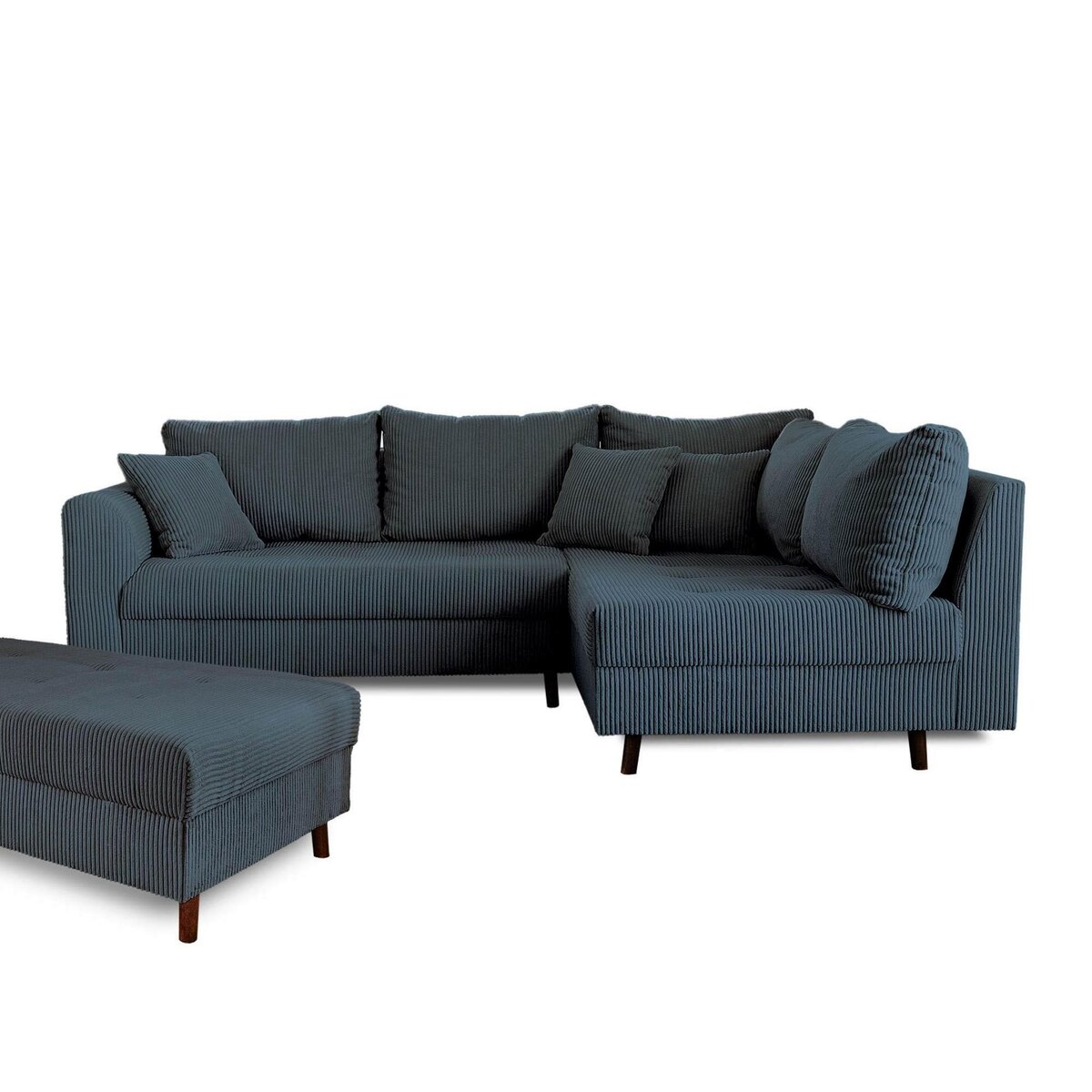 LISA DESIGN Rune - canapé d'angle droit - 4 places - avec pouf d'appoint - en velours côtelé