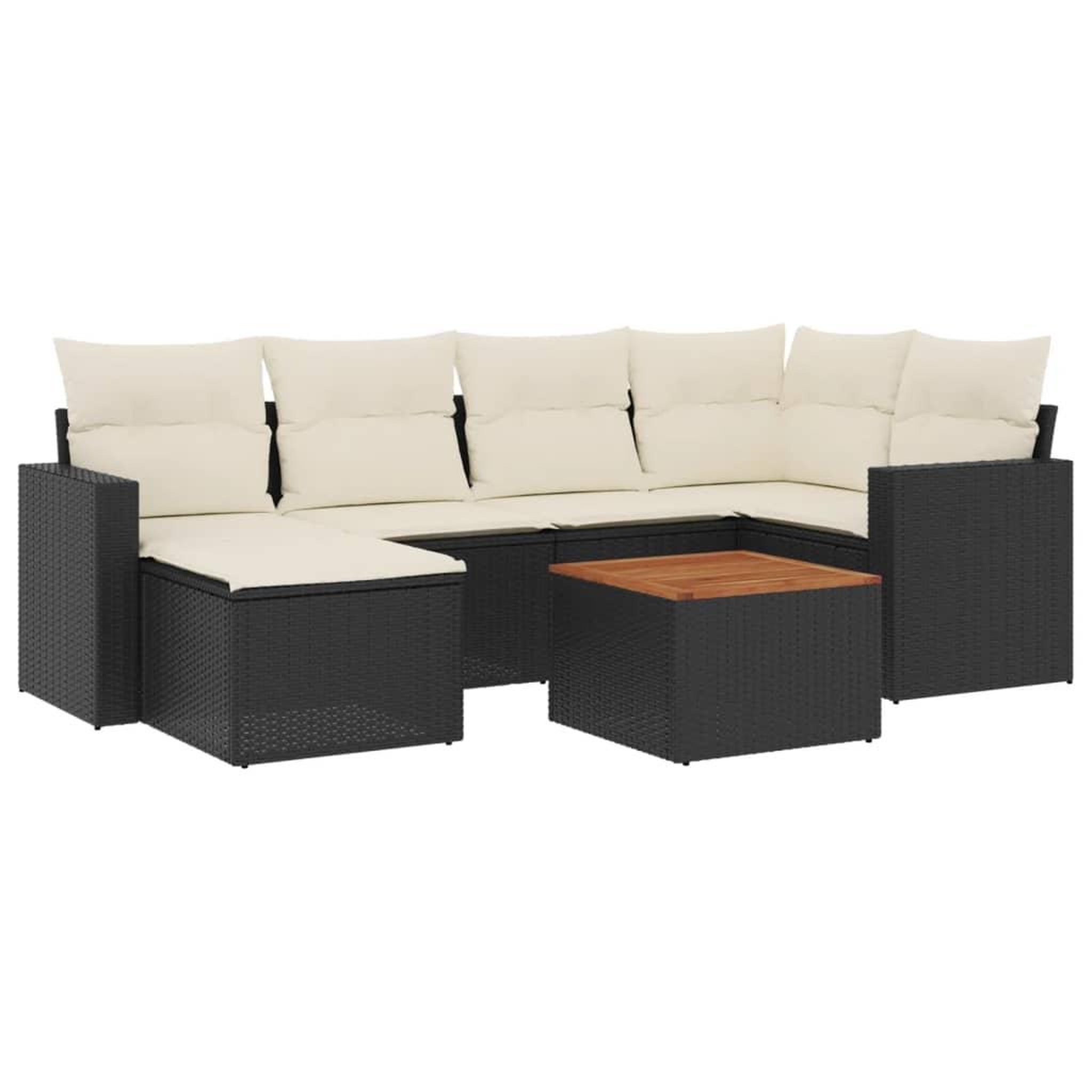 Voir la diapositive 2 : VIDAXL Salon de jardin 7 pcs avec coussins noir resine tressee
