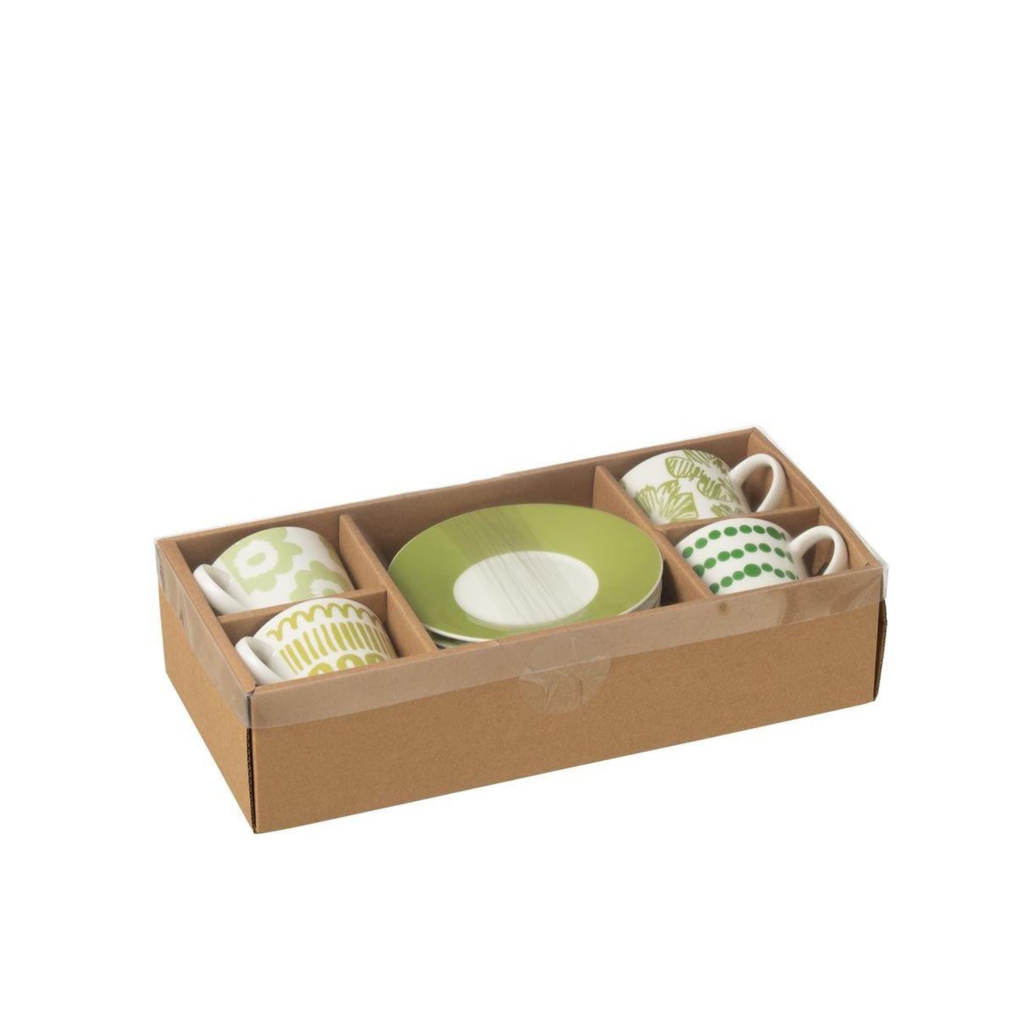 Voir la diapositive 4 : J-LINE Lot de 4 tasses & sous-tasses  fiesta sud  9cl vert