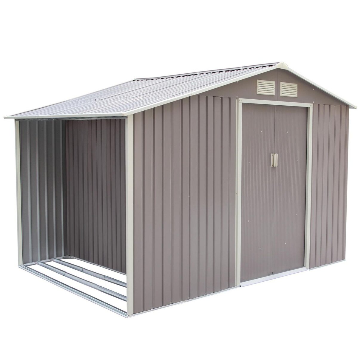 CONCEPT USINE Abri de jardin avec abri bûches 8,72 m² en acier gris VENTOUX
