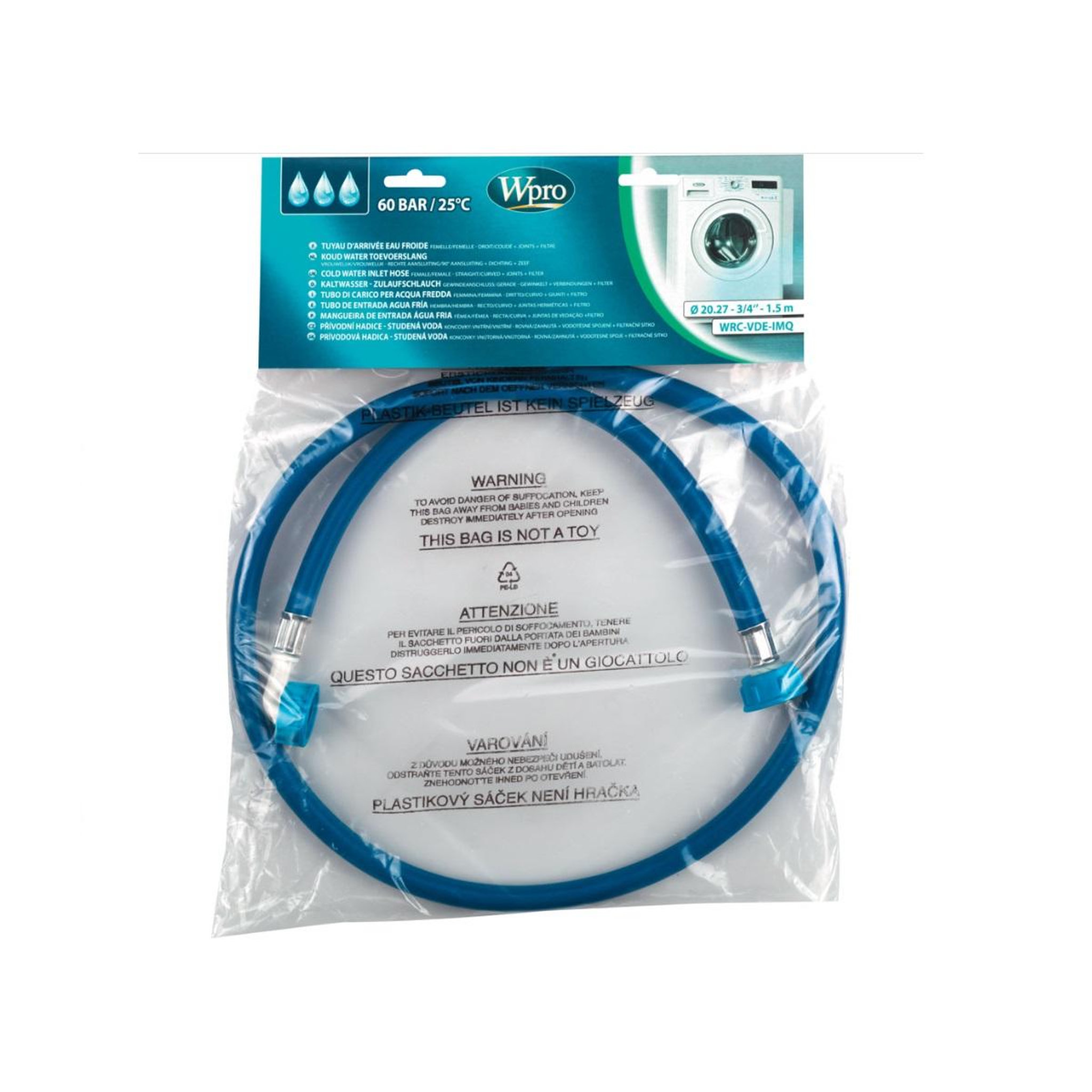 Voir la diapositive 2 : WPRO Tuyau d'alimentation en eau 1.5m - taf154