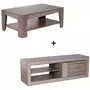 Ensemble meuble TV + table basse ANGIE coloris chêne grisé