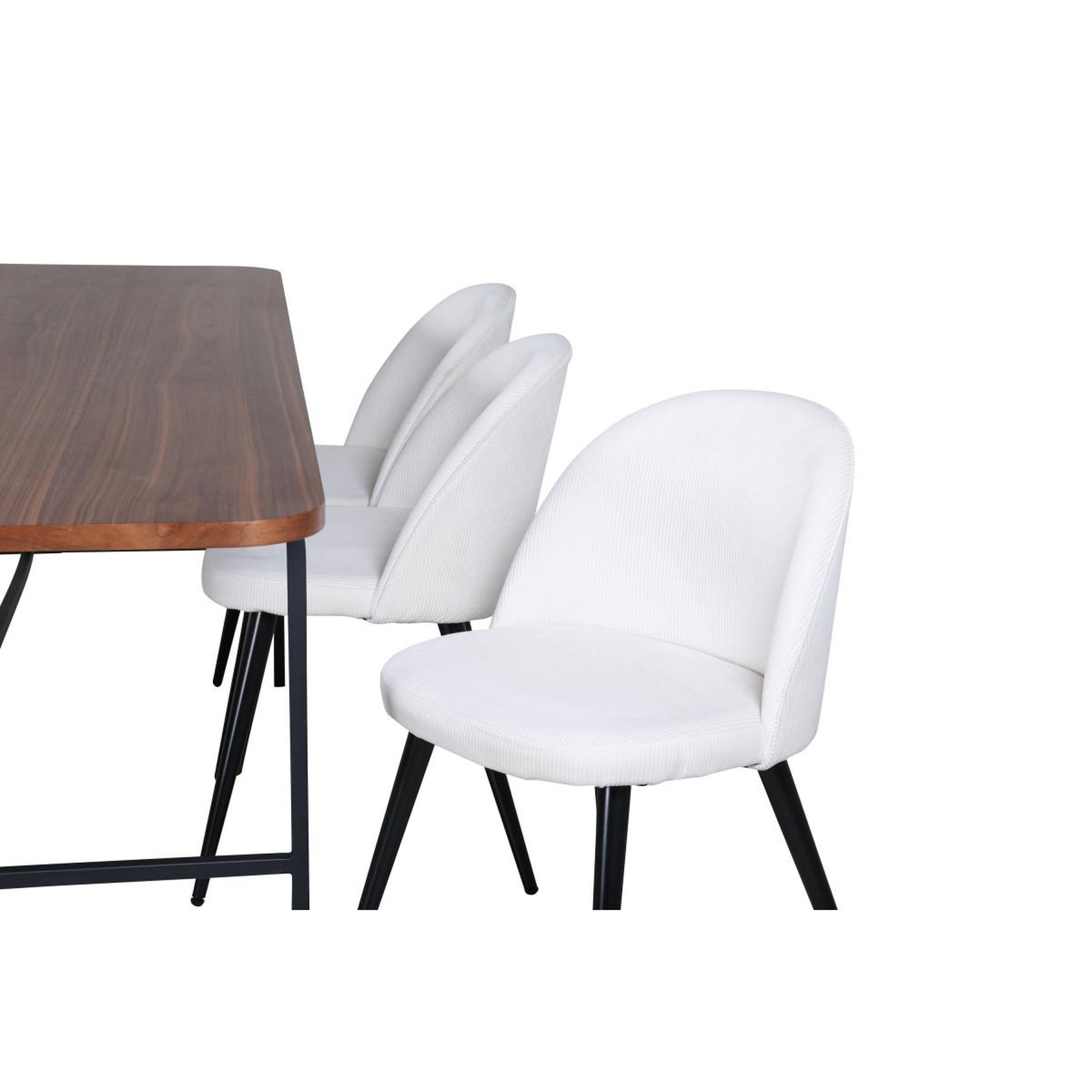 Voir la diapositive 5 : Paris Prix Ensemble table à manger & 6 chaises  uno & corduroy  200cm blanc crème & marron
