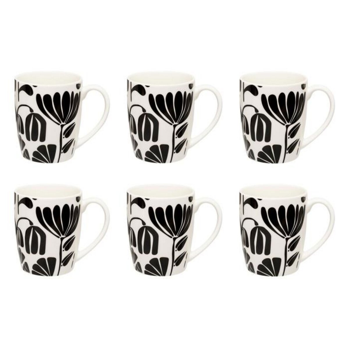 SECRET DE GOURMET Lot de 6 Mugs  Twisted Lime  37cl Noir & Blanc