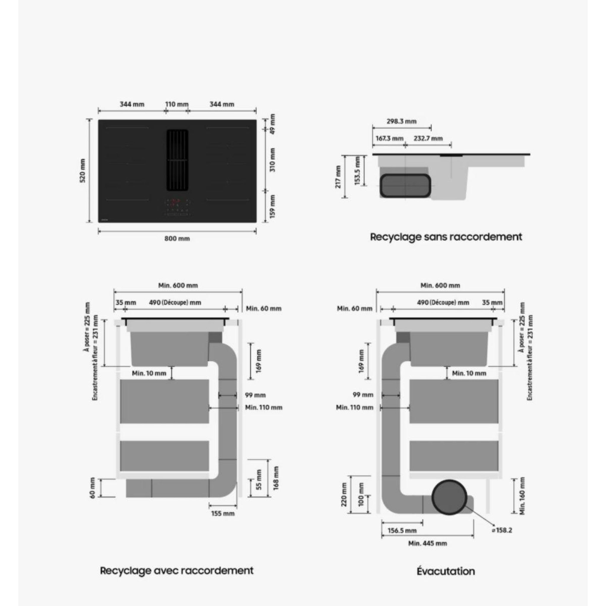 Voir la diapositive 5 : Samsung Plaque induction cc90h84padur anti-rayures matttouch-1 flex zone