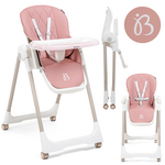 BEBELISSIMO Bebelissimo - Chaise haute évolutive bébé - Pliable - Compacte - Réglable hauteur - De 6 mois à 3 ans (15kg) - rose