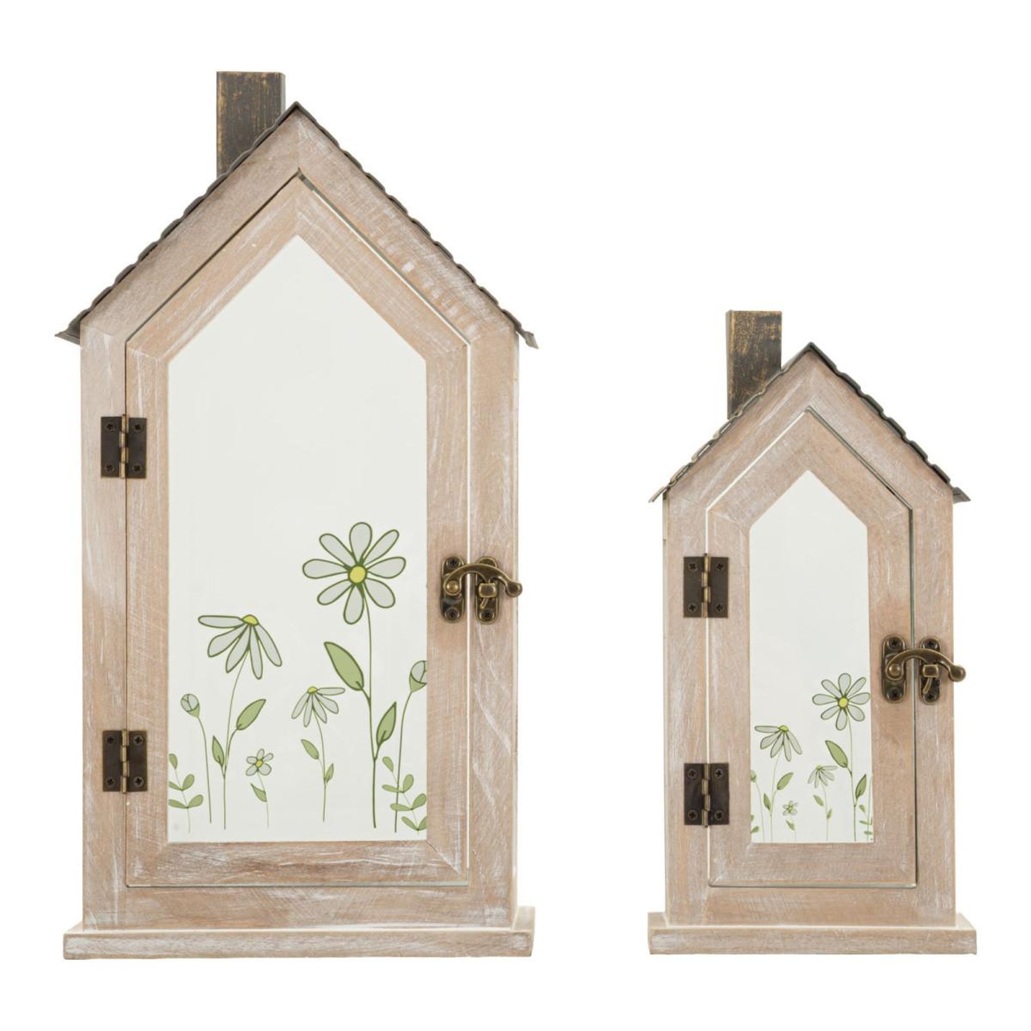 Voir la diapositive 2 : Paris Prix Lot de 2 Lanternes en Bois  Home Flower  36cm Naturel