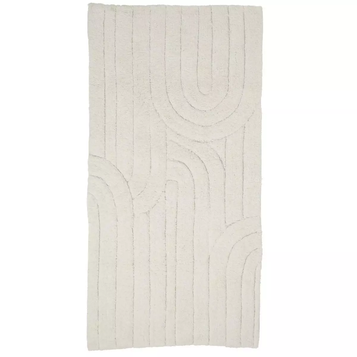 GUY LEVASSEUR Tapis en coton uni ivoire motif arc 60x120cm