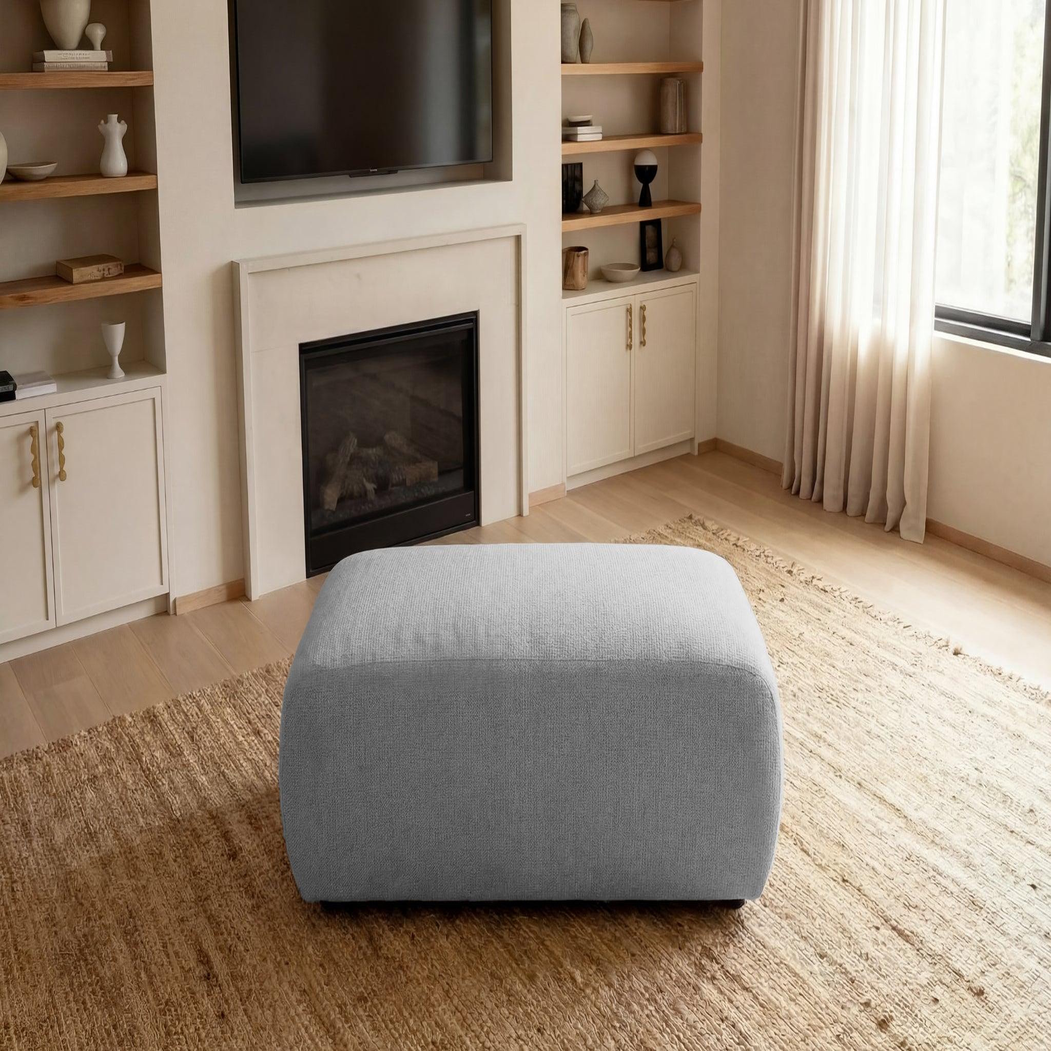 Voir la diapositive 5 : CASANOVA PARIS Sacha - pouf en tissu chiné 105x57x40