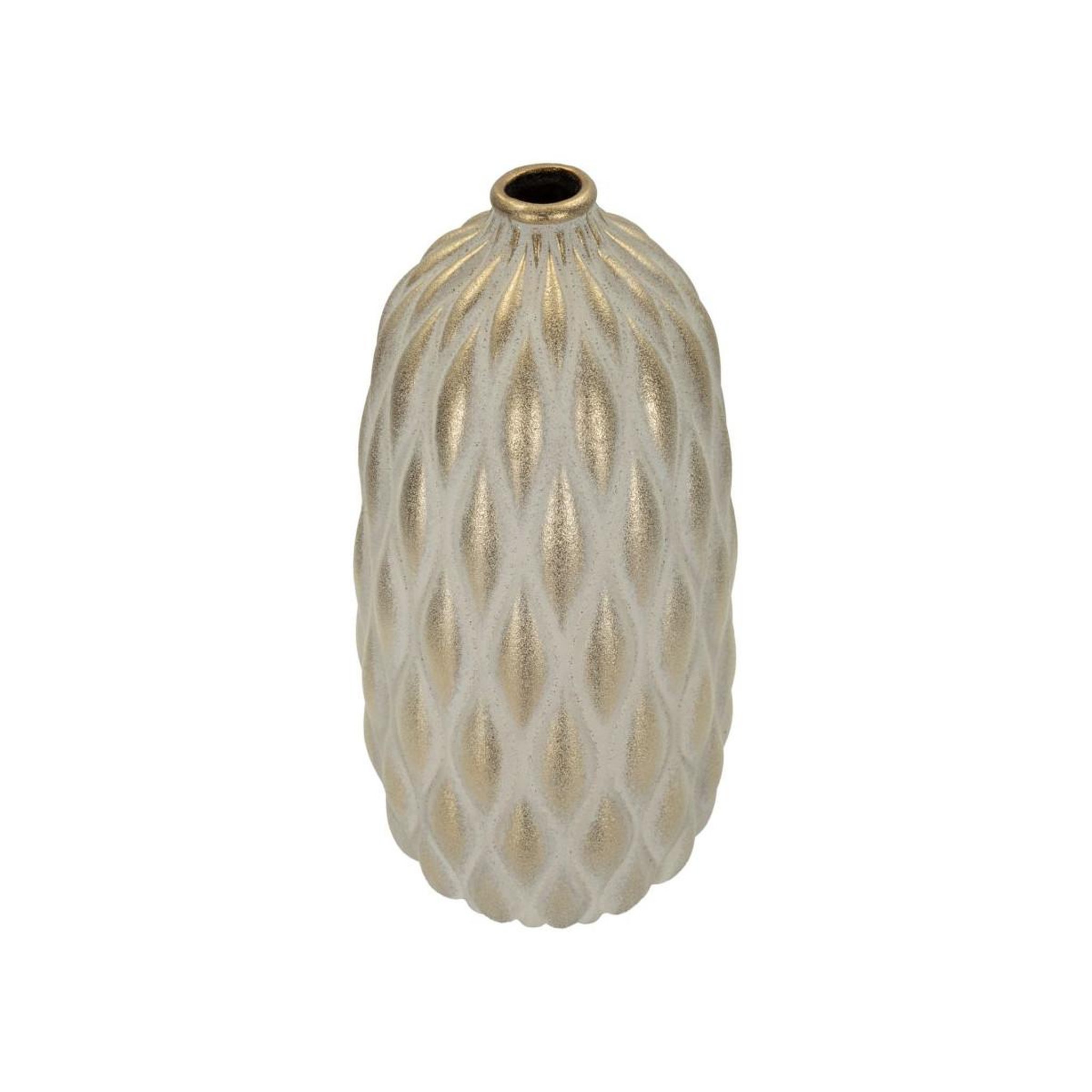 Voir la diapositive 2 : Paris Prix Vase déco en céramique  pepitas  44cm gris & or