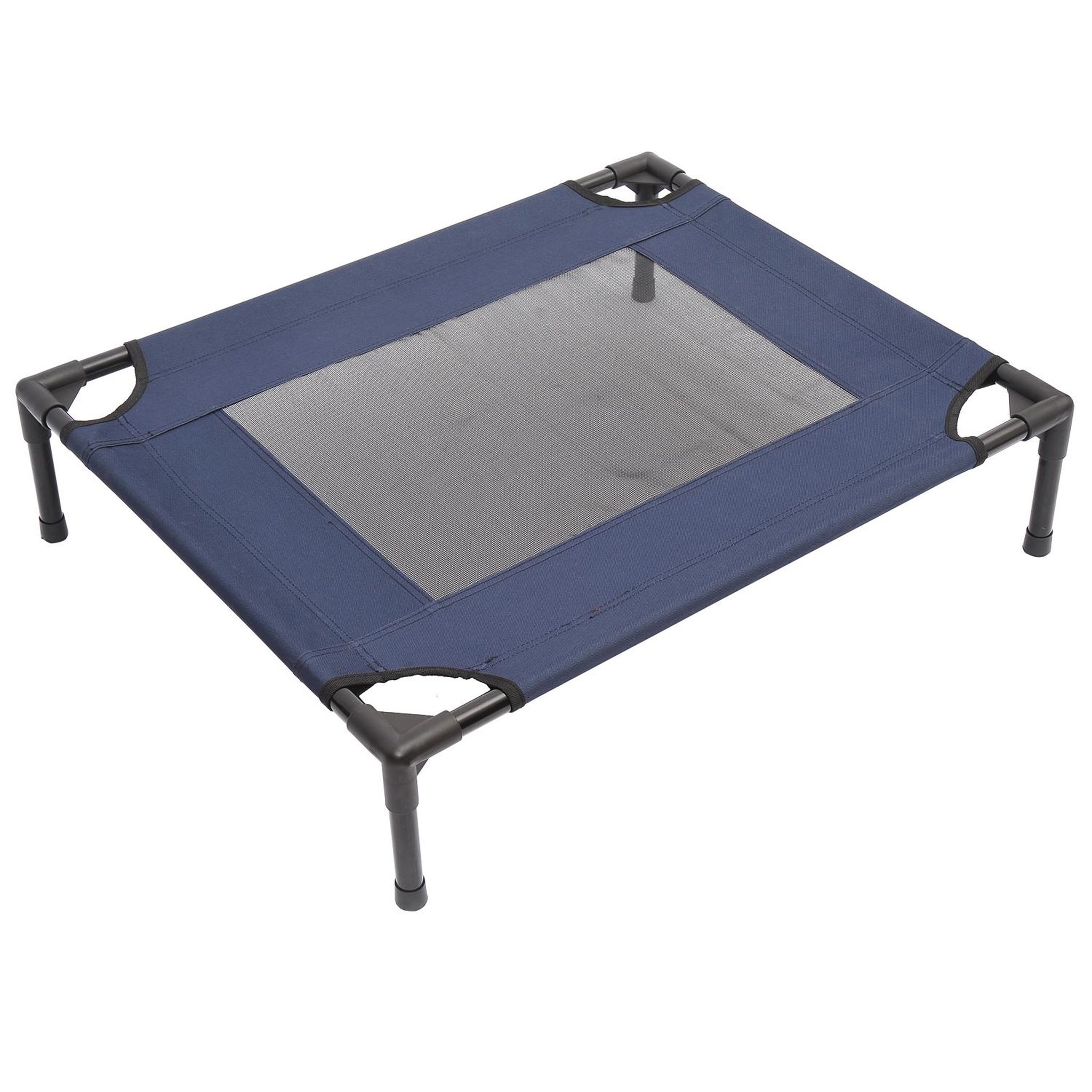 PAWHUT Lit pour chien chat lit de camp grand confort sur pieds tissu oxford textilène micro-perforé 76l x 61l x 18h cm bleu marine noir