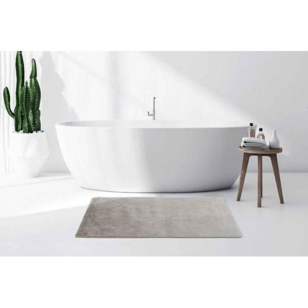 Paris Prix Tapis de Bain Fait à la Main  Rabbit  Gris Clair