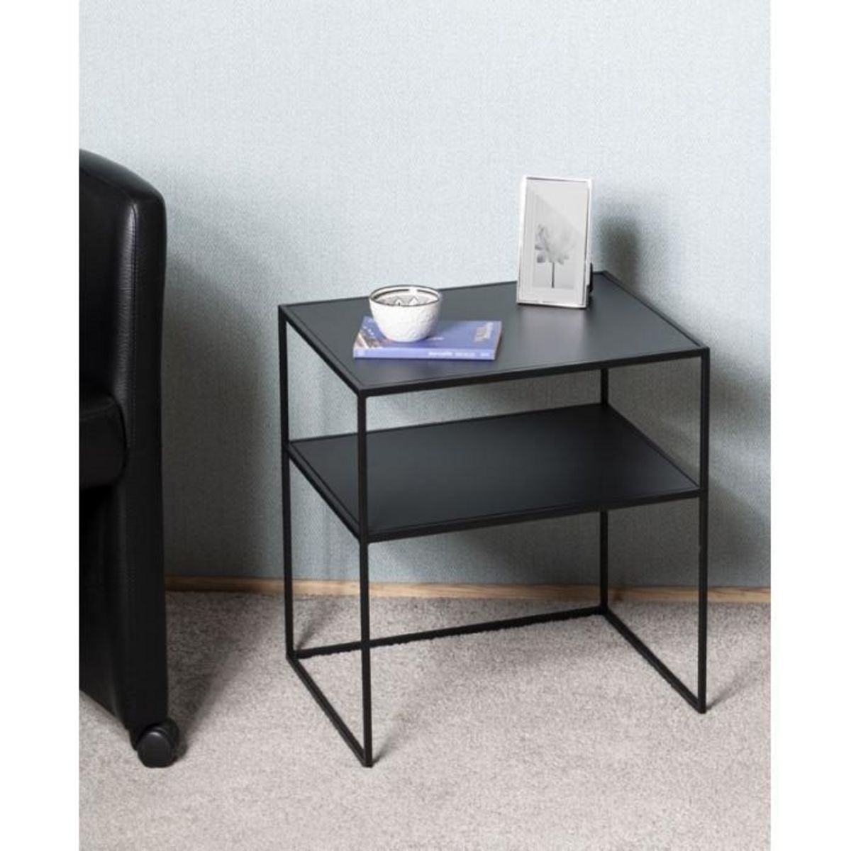 Paris Prix Table d'Appoint en Métal  Cromano  60cm Noir