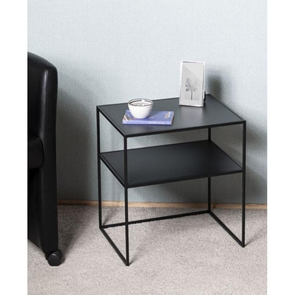 Paris Prix Table d'Appoint en Métal  Cromano  60cm Noir
