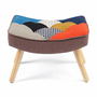 Voir la diapositive 5 : ID MARKET Fauteuil scandinave IVAR avec repose pieds en tissu patchwork multicouleurs et imprimé pied de poule