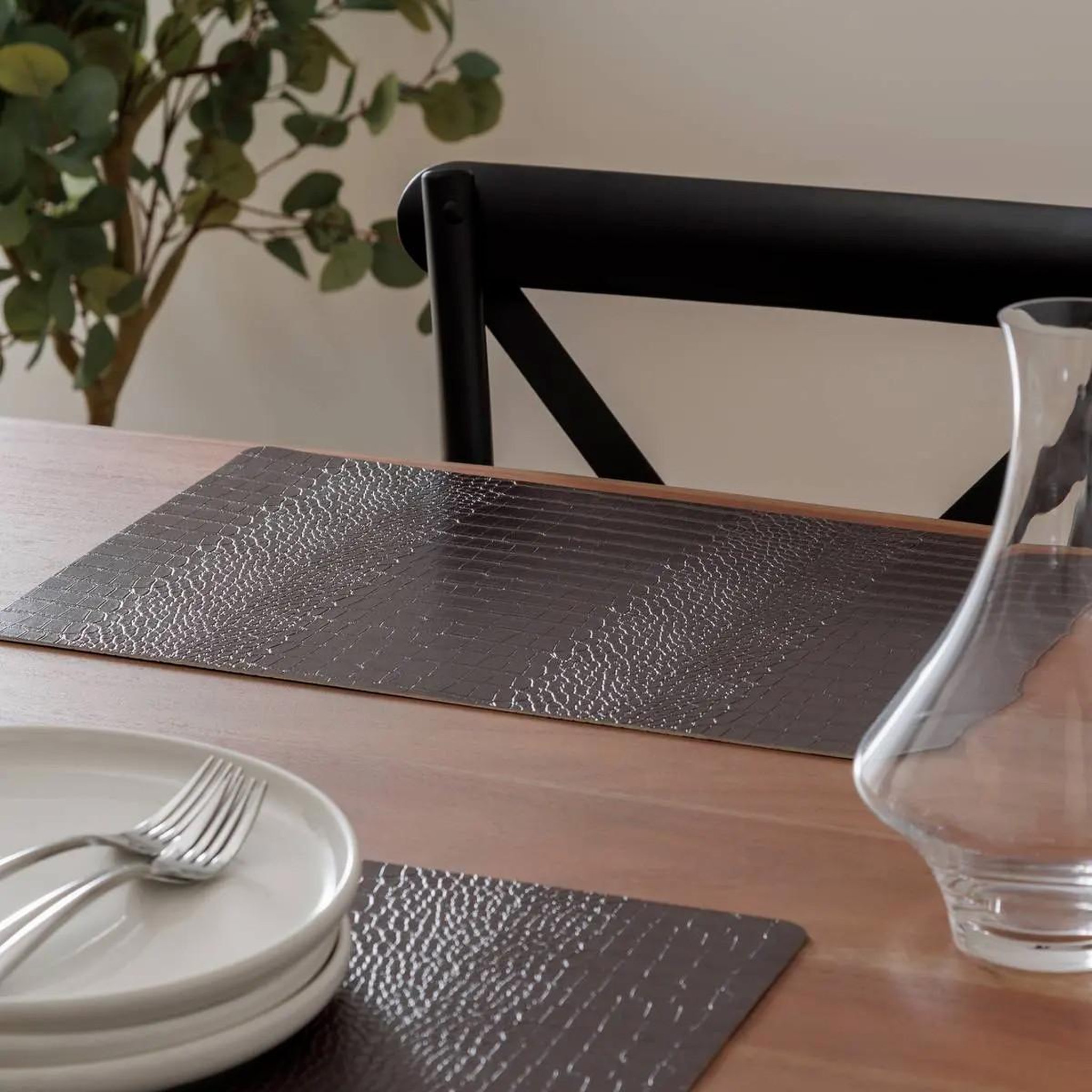 Voir la diapositive 2 : ATMOSPHERA Set de Table Imprimé  Croco  33x49cm Noir