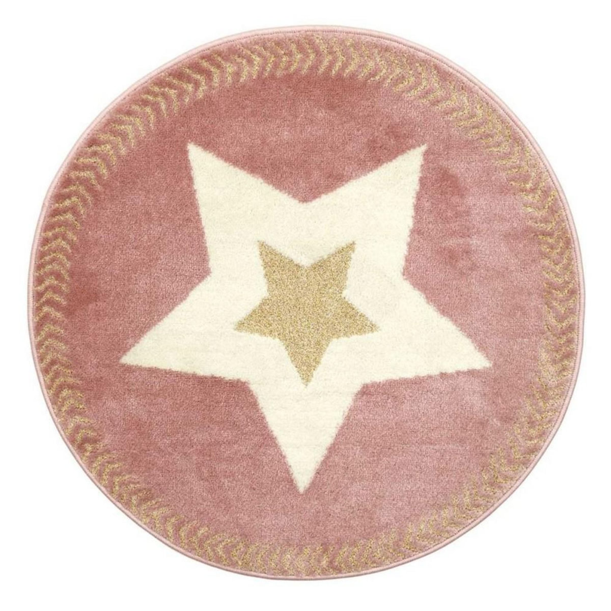 The Home Deco Factory Tapis rond étoile fil métallisé rose D80