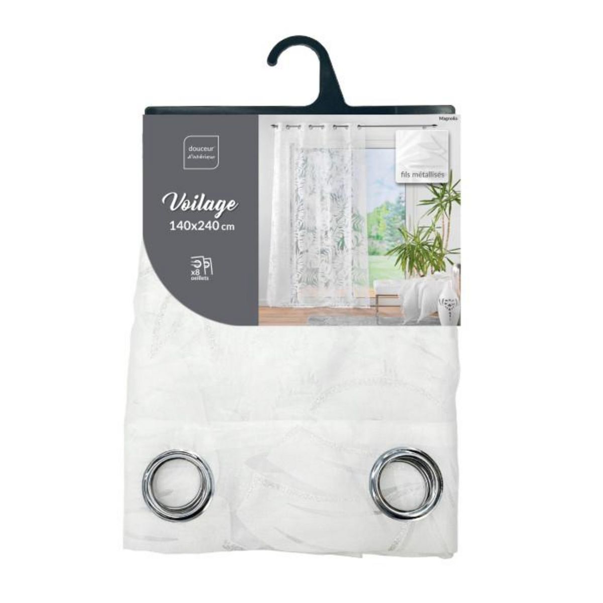 Paris Prix Rideau Voilage à Œillets  Magnolia  140x240cm Blanc