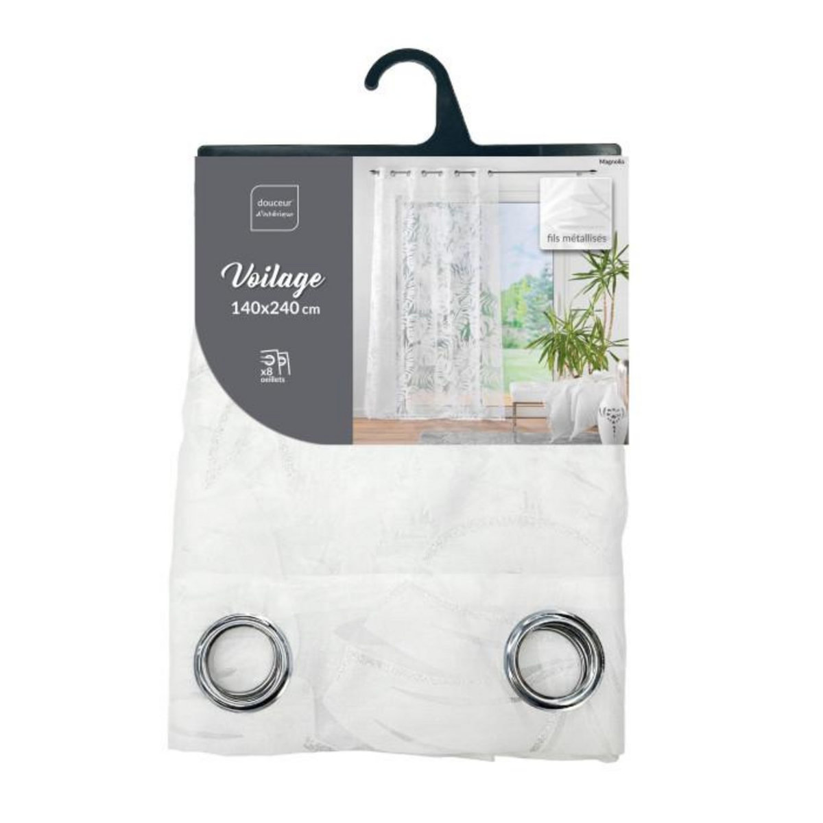 Paris Prix Rideau Voilage à Œillets  Magnolia  140x240cm Blanc