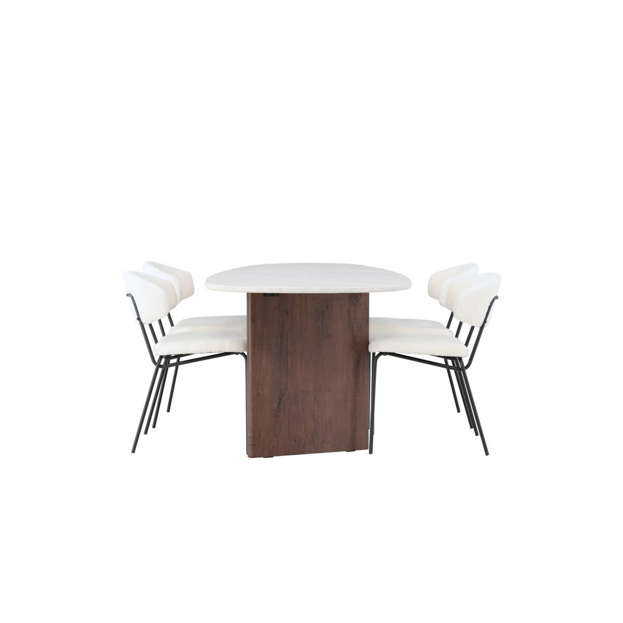 Voir la diapositive 3 : Paris Prix Ensemble table à manger & 4 chaises  gronvik & chico  180cm gris clair & blanc crème