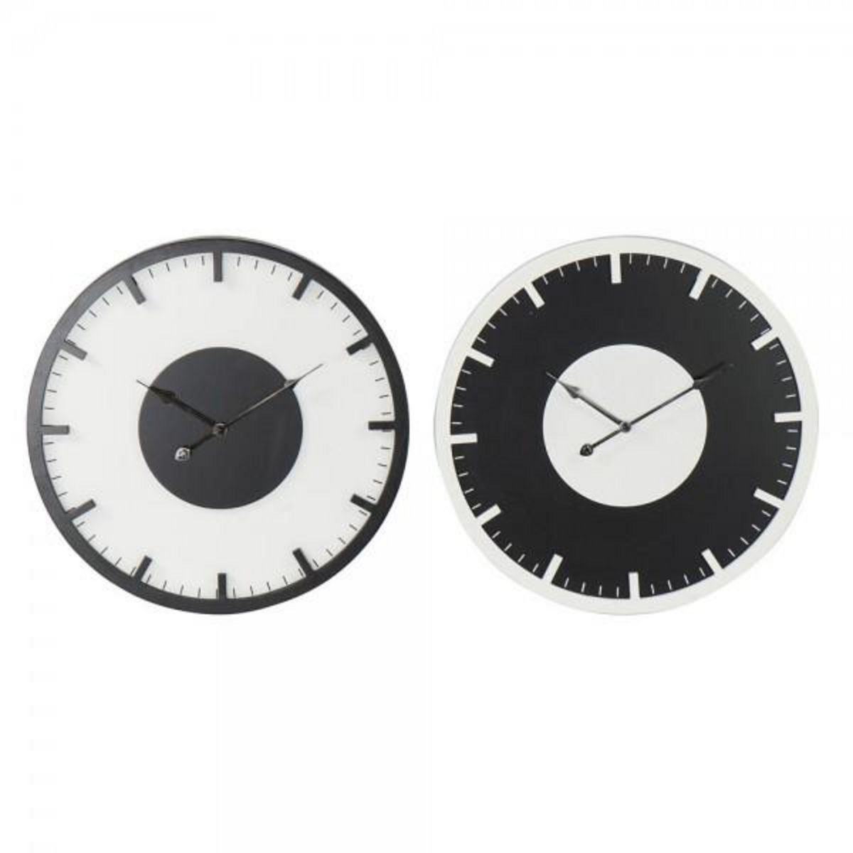 AAAAA Horloge Murale DKD Home Decor 50 x 3,5 x 50 cm Noir Blanc Vintage Bois MDF (2 Unités)