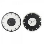 AAAAA Horloge Murale DKD Home Decor 50 x 3,5 x 50 cm Noir Blanc Vintage Bois MDF (2 Unités)