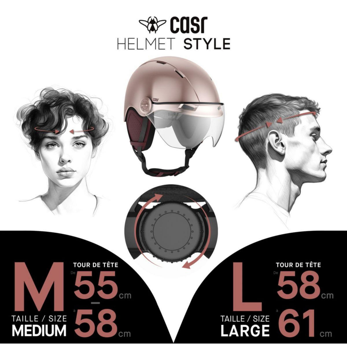 CASR Casque Style rose taille M