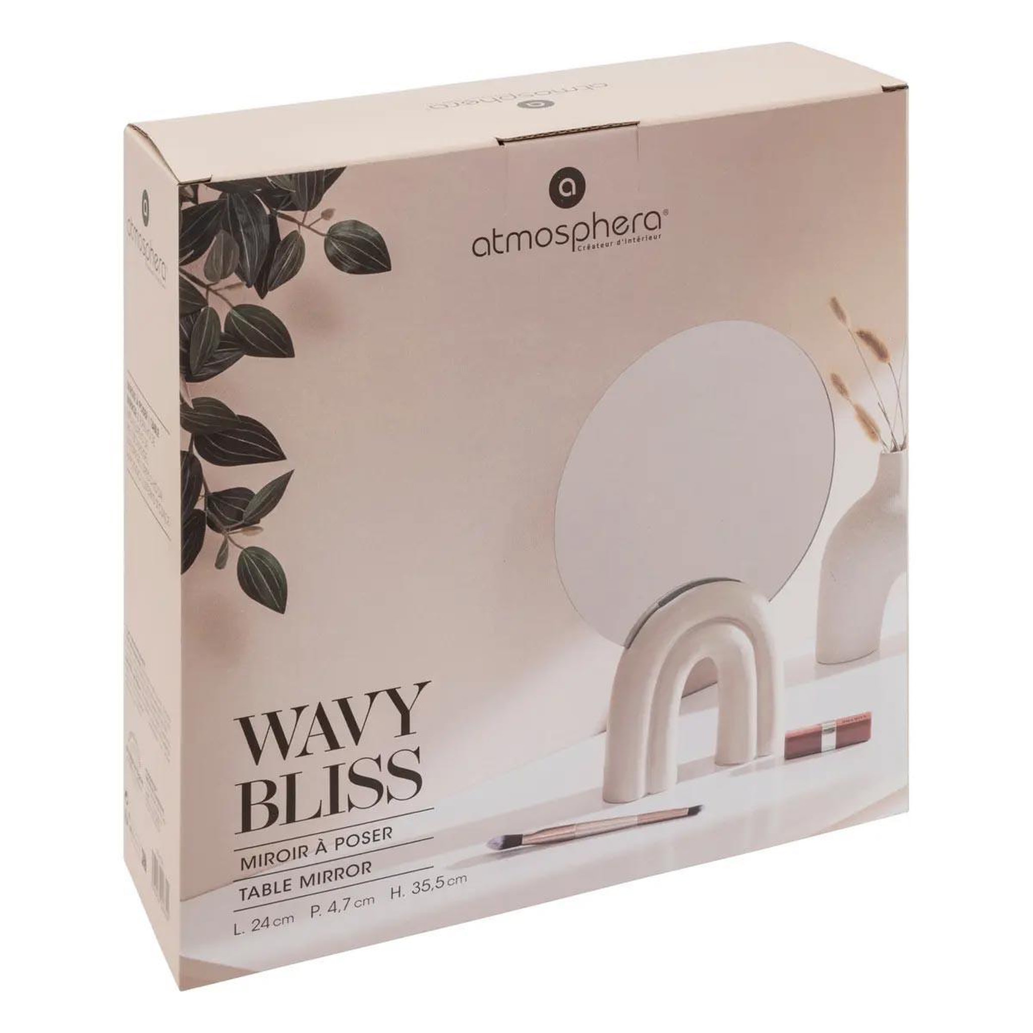 Voir la diapositive 4 : ATMOSPHERA Miroir à poser design  wavy bliss  35cm blanc