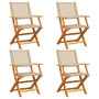 Voir la diapositive 2 : VIDAXL Chaises de jardin pliantes lot de 4 beige rotin et bois massif