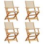 Voir la diapositive 2 : VIDAXL Chaises de jardin pliantes lot de 4 beige rotin et bois massif