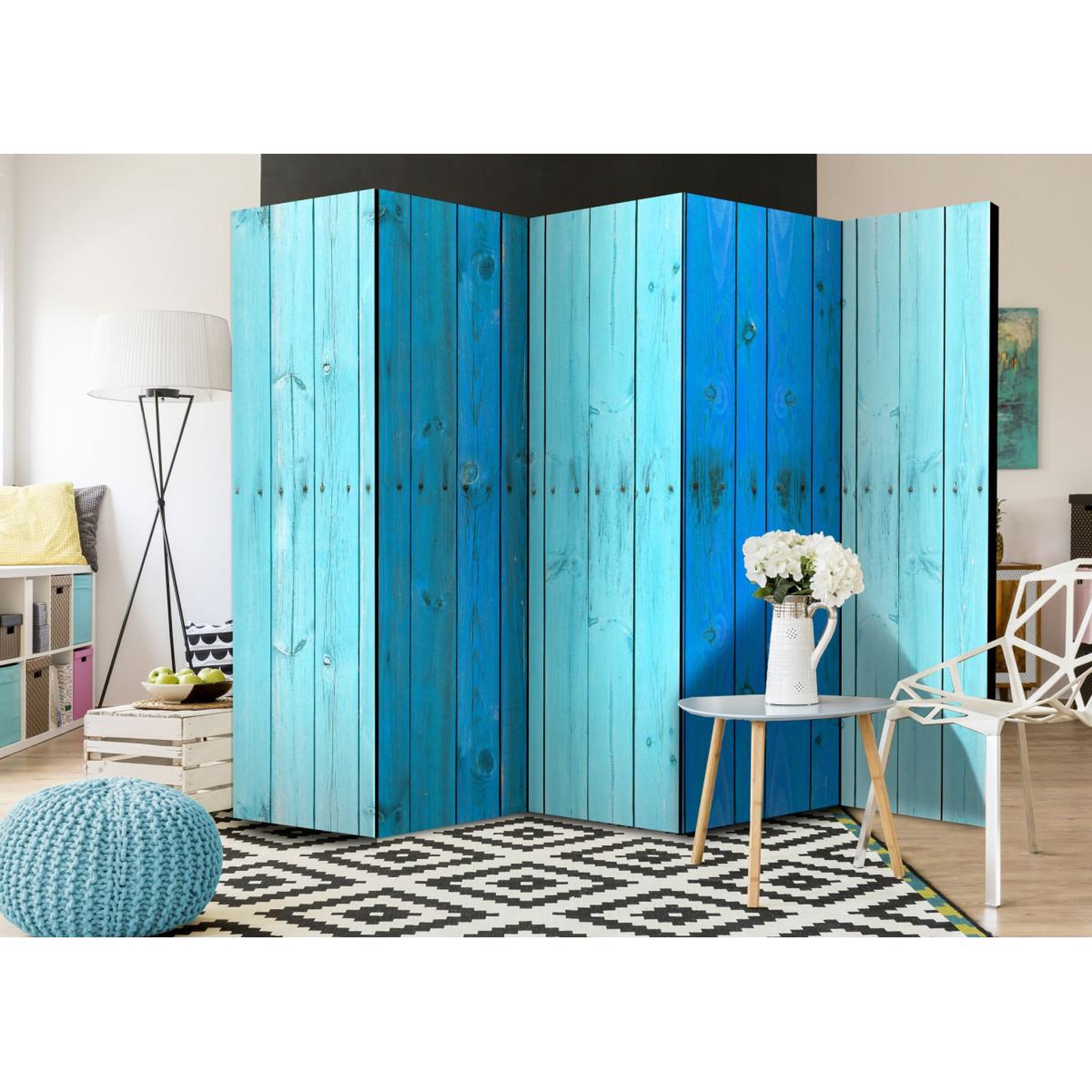 Voir la diapositive 2 : Paris Prix Paravent 5 volets  the blue boards  172x225cm