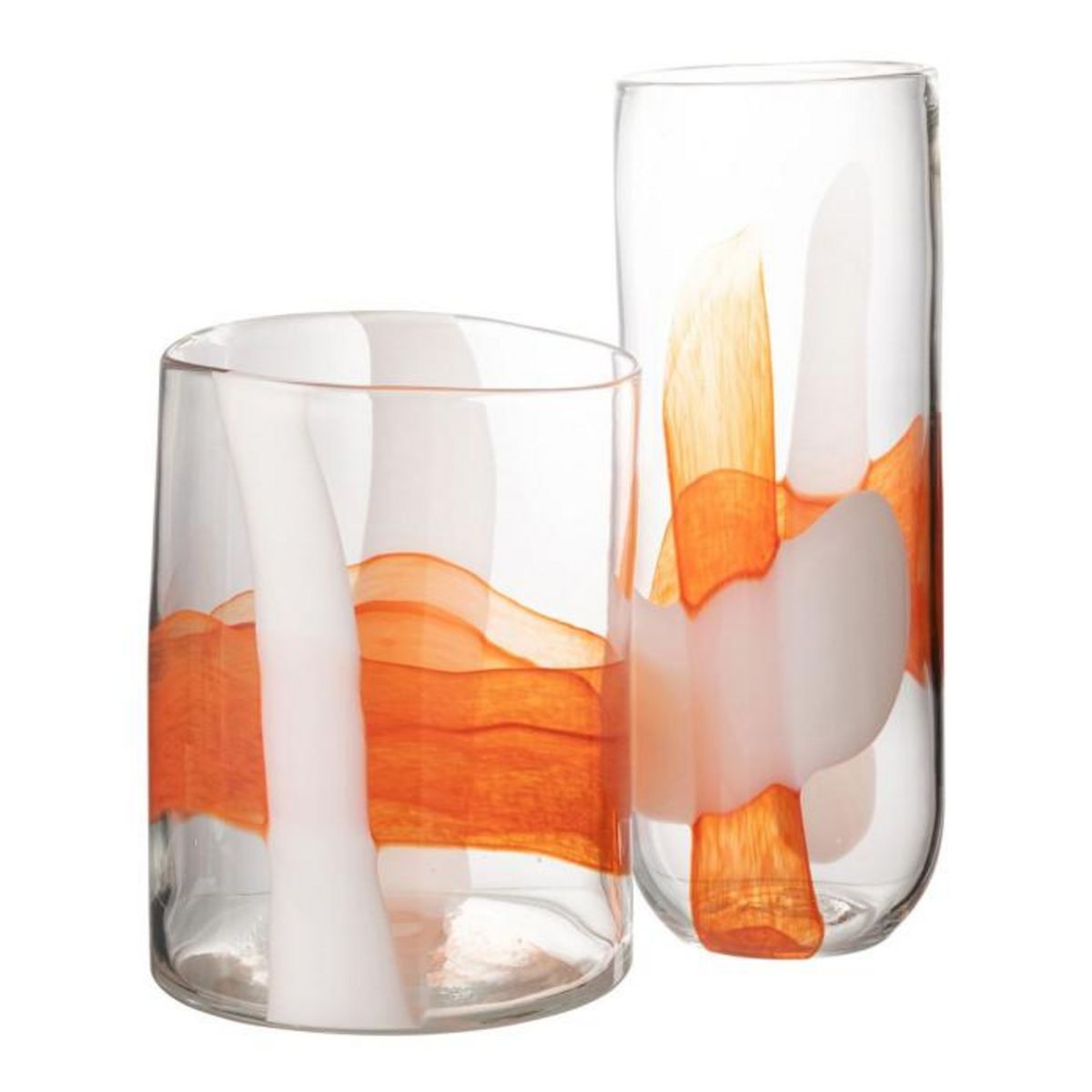 Paris Prix Vase Design en Verre  Iggy  27cm Blanc & Orange