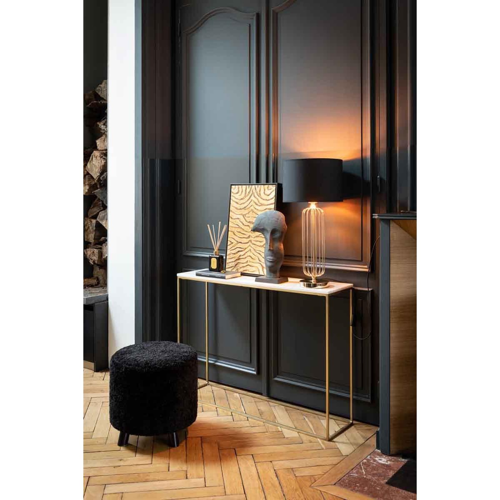 Voir la diapositive 2 : J-LINE Pouf design  mouton  40cm noir