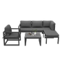 Voir la diapositive 6 : MERAX Salon de jardin module angle 6 places en fer avec pieds réglables, coussins, gris