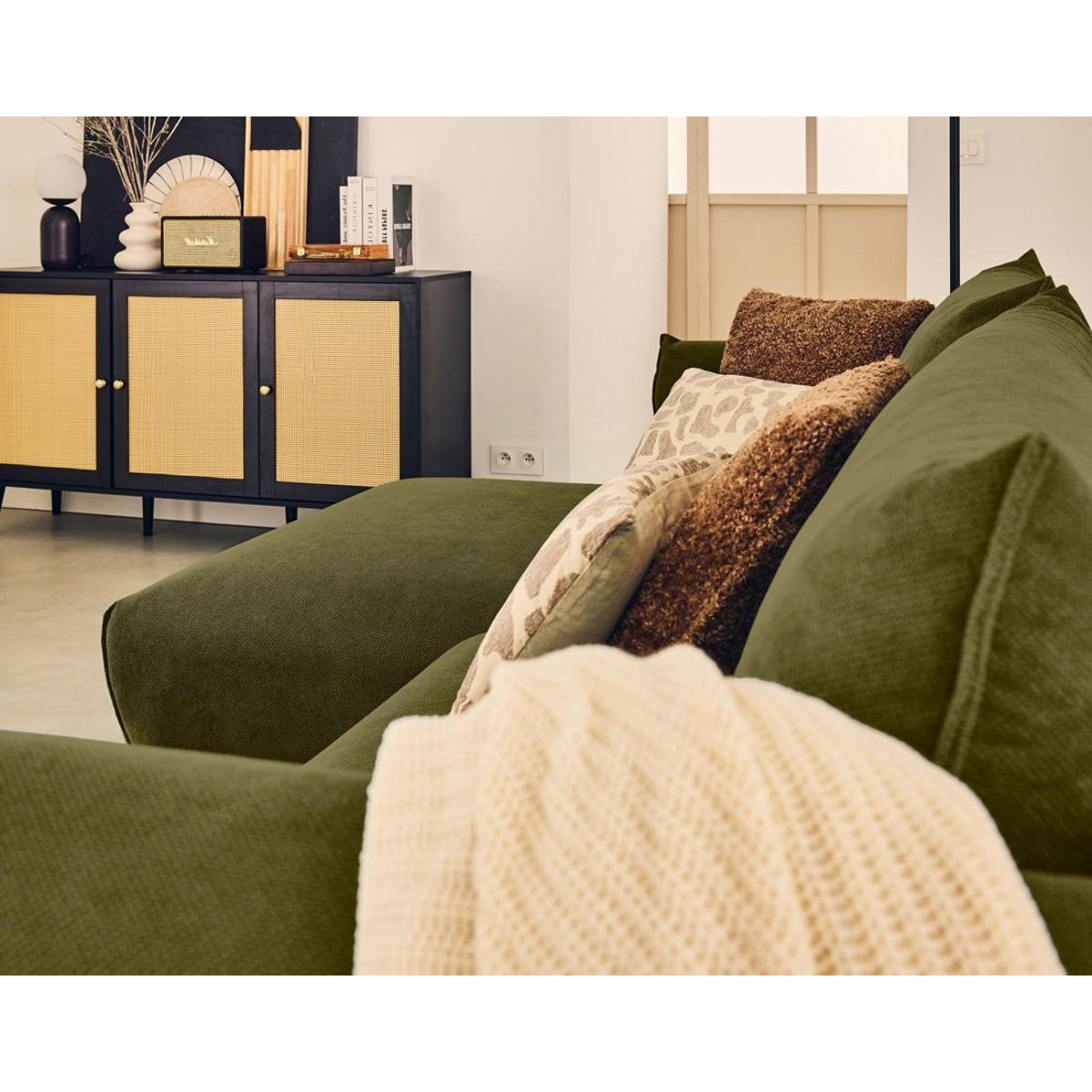 LISA DESIGN Gianni - canapé d'angle gauche 4 places convertible avec coffre en tissu